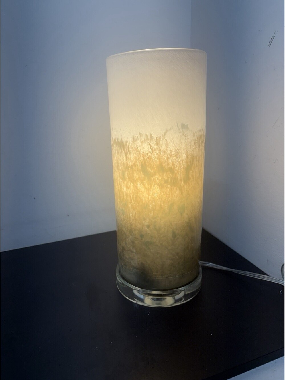 Glass Uplight Accent Lamp 13” White & Bronze (New)
